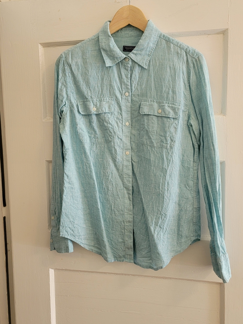 Vineyard Vines Light Seafoam Linen Button-Down Shirt